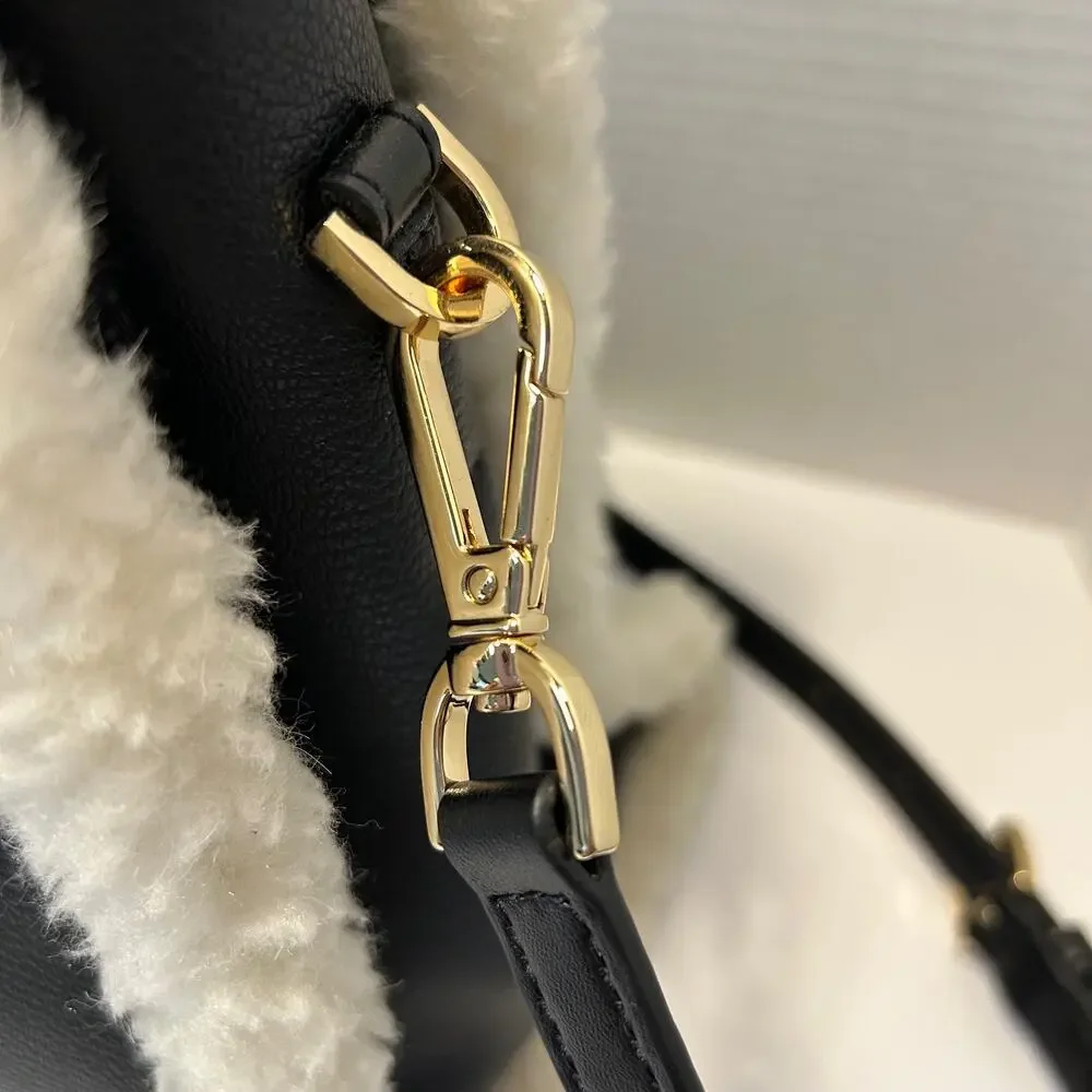 Michael Kors Hamilton Pebbled Leather Sherpa Trimmed‎ Crossbody/Satchel NWT